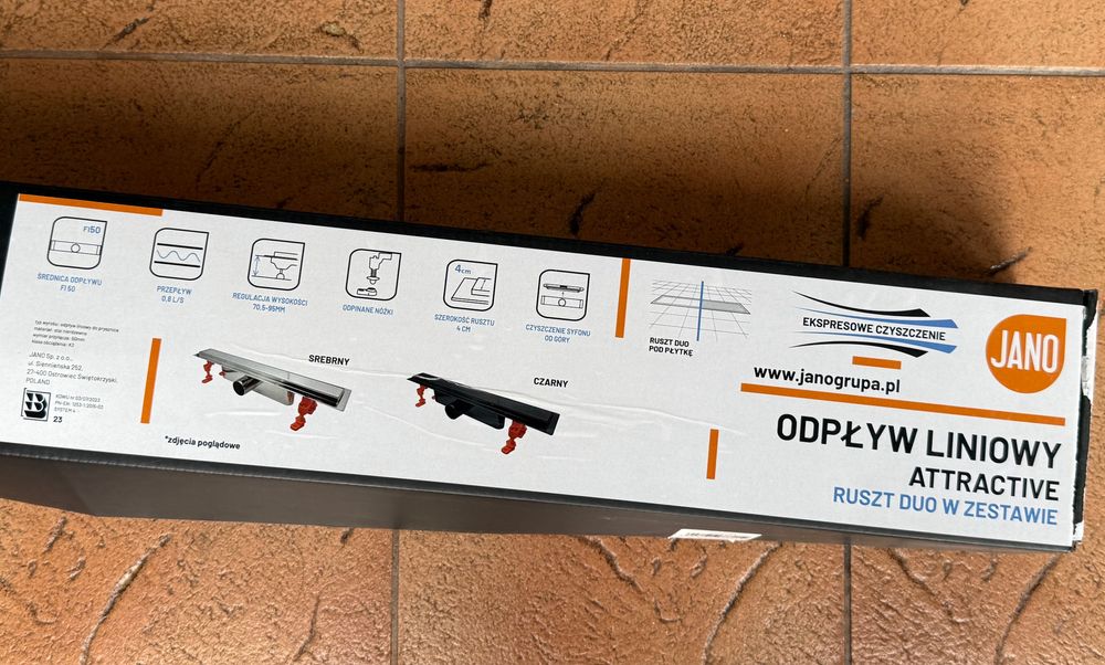 Odpływ liniowy z rusztem dwustronnym Jano L900