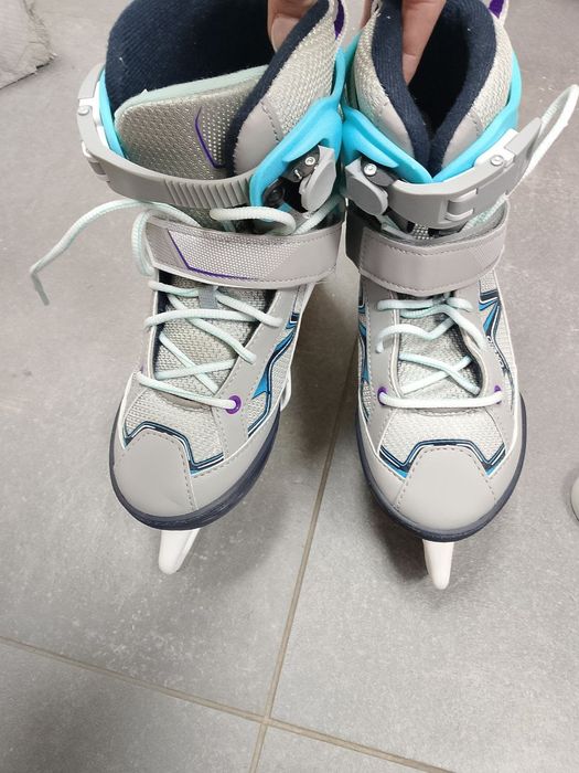 Ковзани Дитячі Льодові Розсувні Розмір 35-38 OXELO FIT100 Сірий