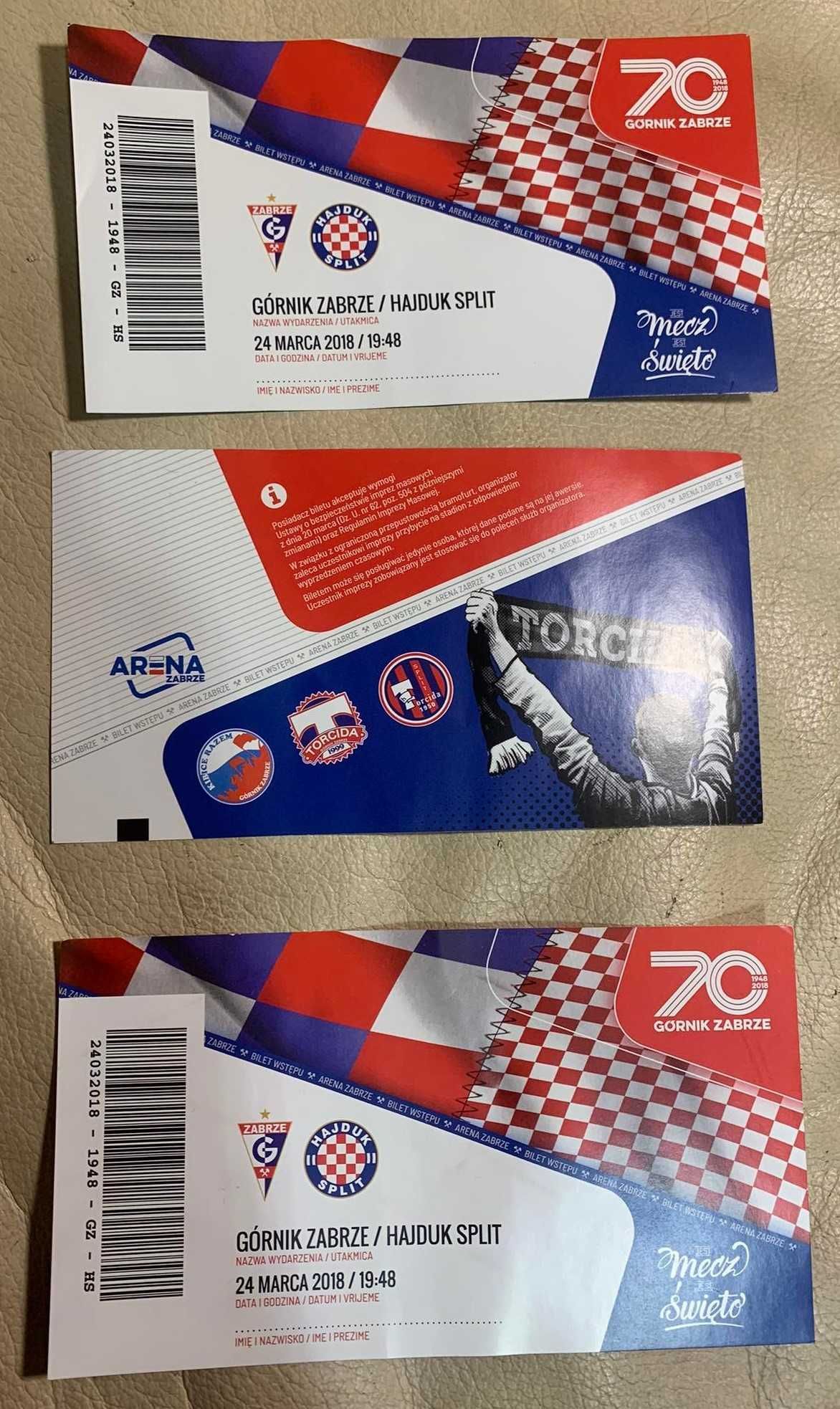 Bilet kolekcjonerski Górnik Zabrze - Hajduk Split 24.03.2018