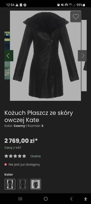 Nowy Kożuch Płaszcz ze skóry owczej firmy Hollert German Leather