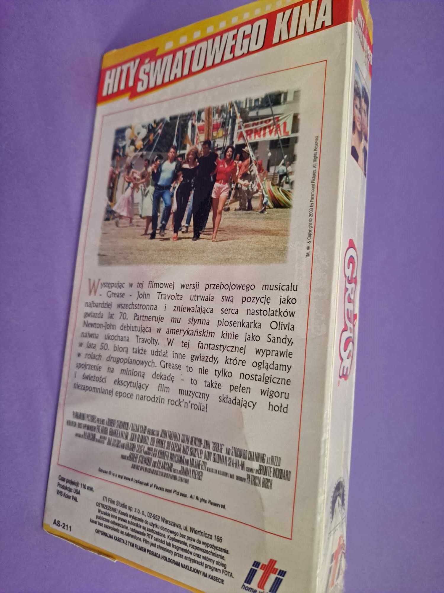 GREASE vhs kaseta video NOWA FOLIA - Travolta, Olivia Newton John