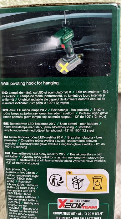 Ліхтарик PARKSIDE Лампа акумуляторова LED 20 V, PLHLA 20 Lі A1