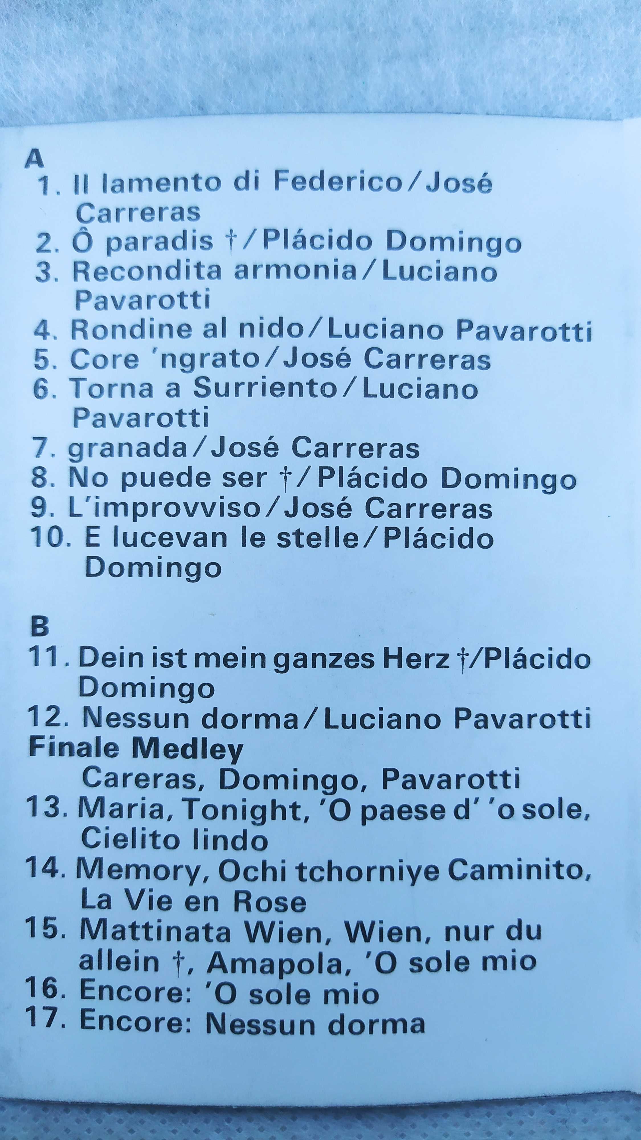 Carreras Domingo Pavarotti Terme Di Caracalla Roma 7 july 1990 kaseta