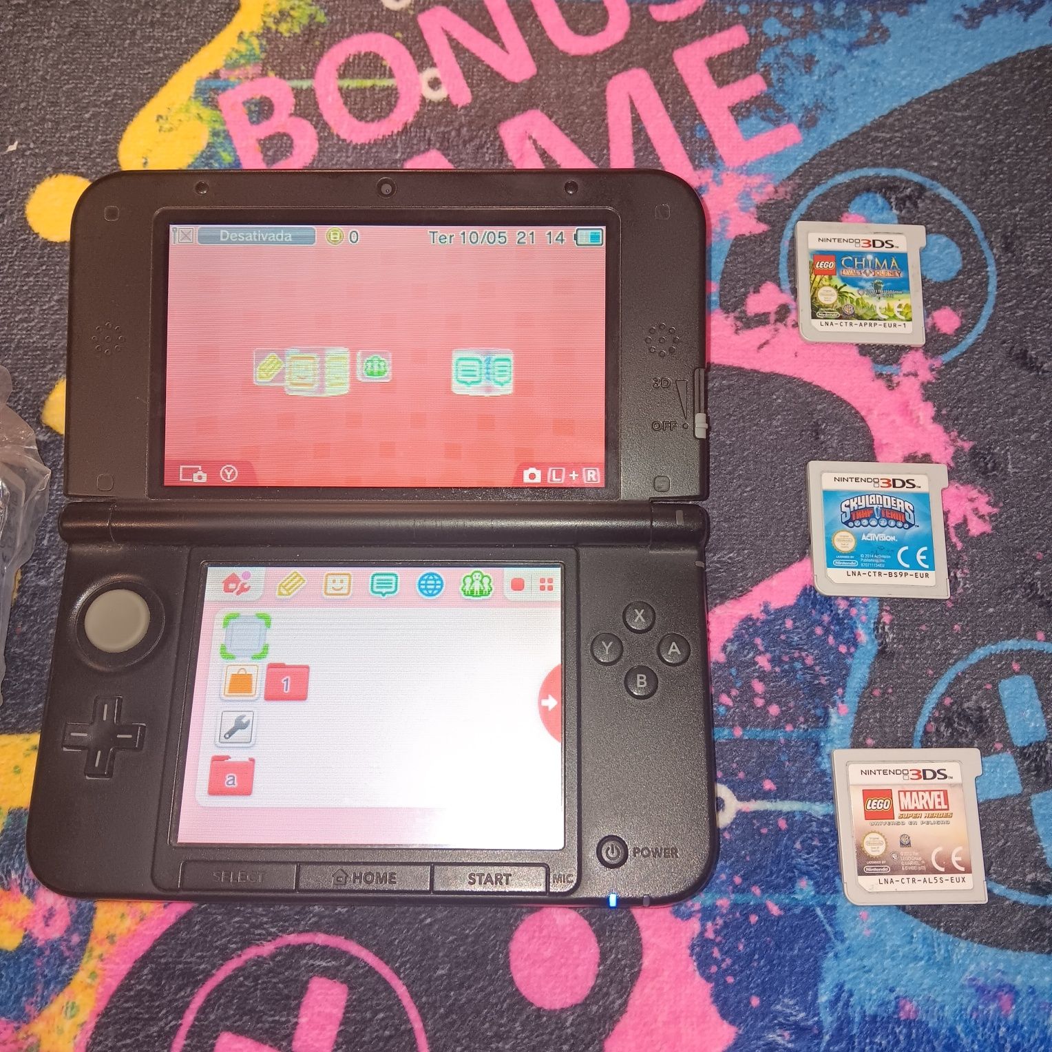 Nintendo 3DS XL Vermelha + 3 Jogos + Carregador