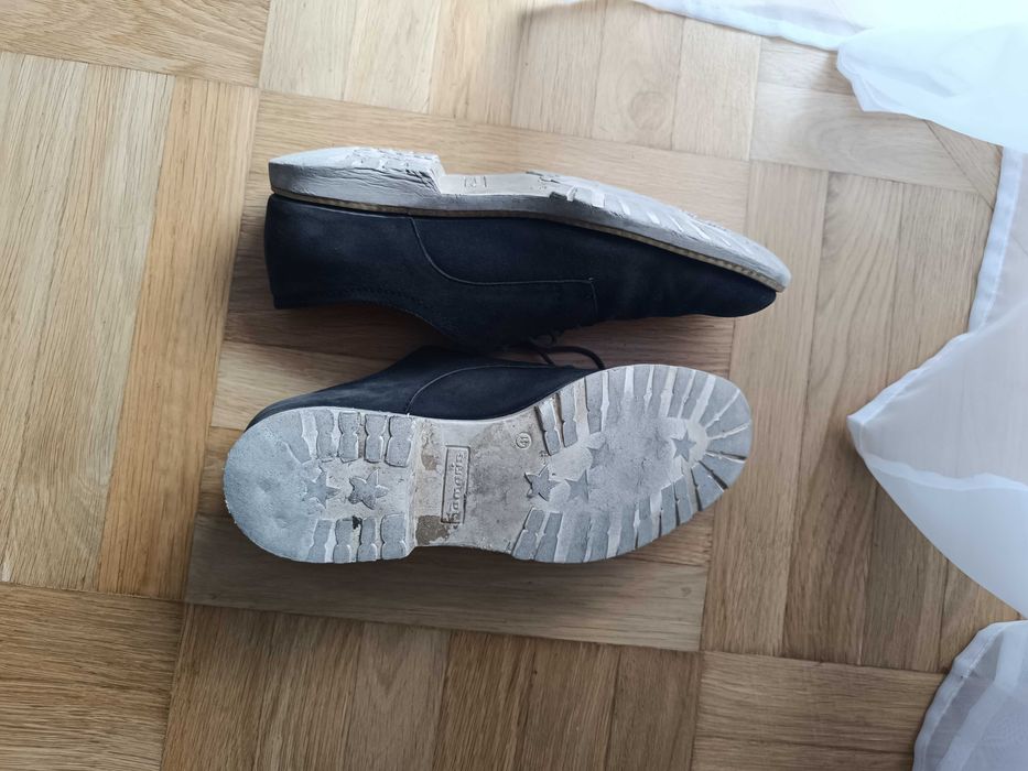 Zamszowe buty skórzane Tamaris 41 granatowe
