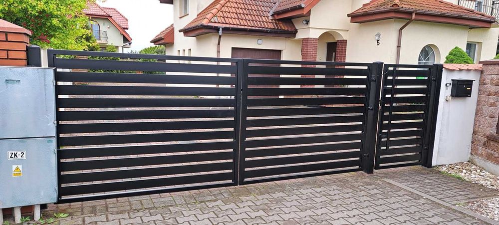 Kompletna brama palisadowa+ furtka palisadowa. Grube słupy