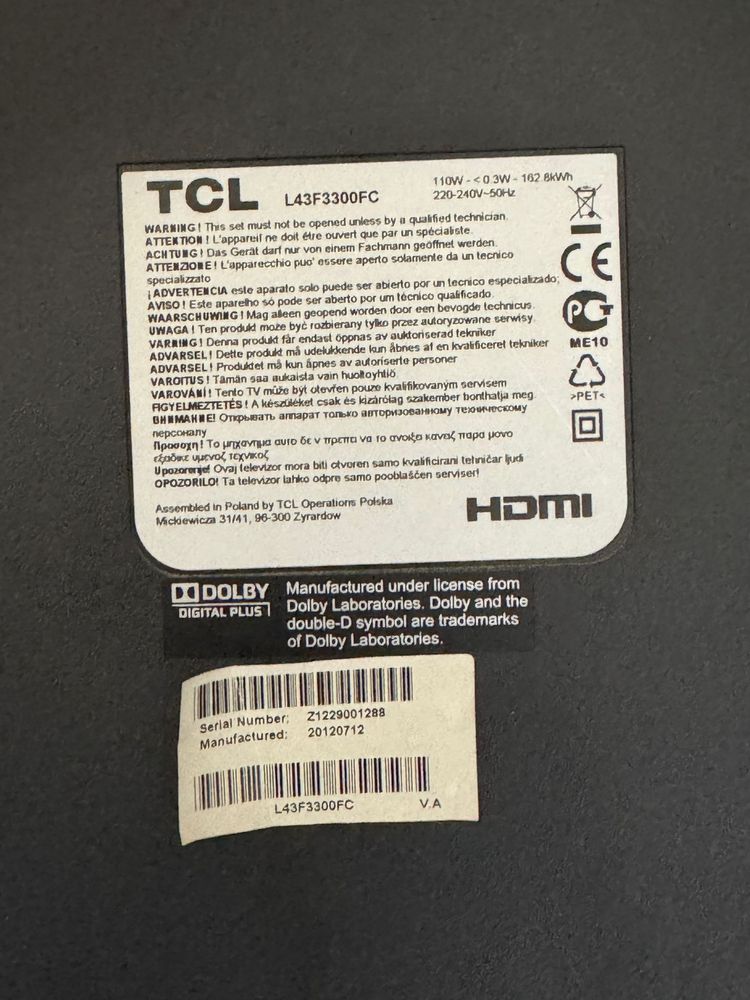 Telewizor 43’’ TCL