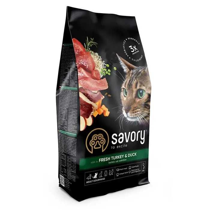 Сухий корм для котів Savory Adult Gourmand 2 кг - індичка та качка