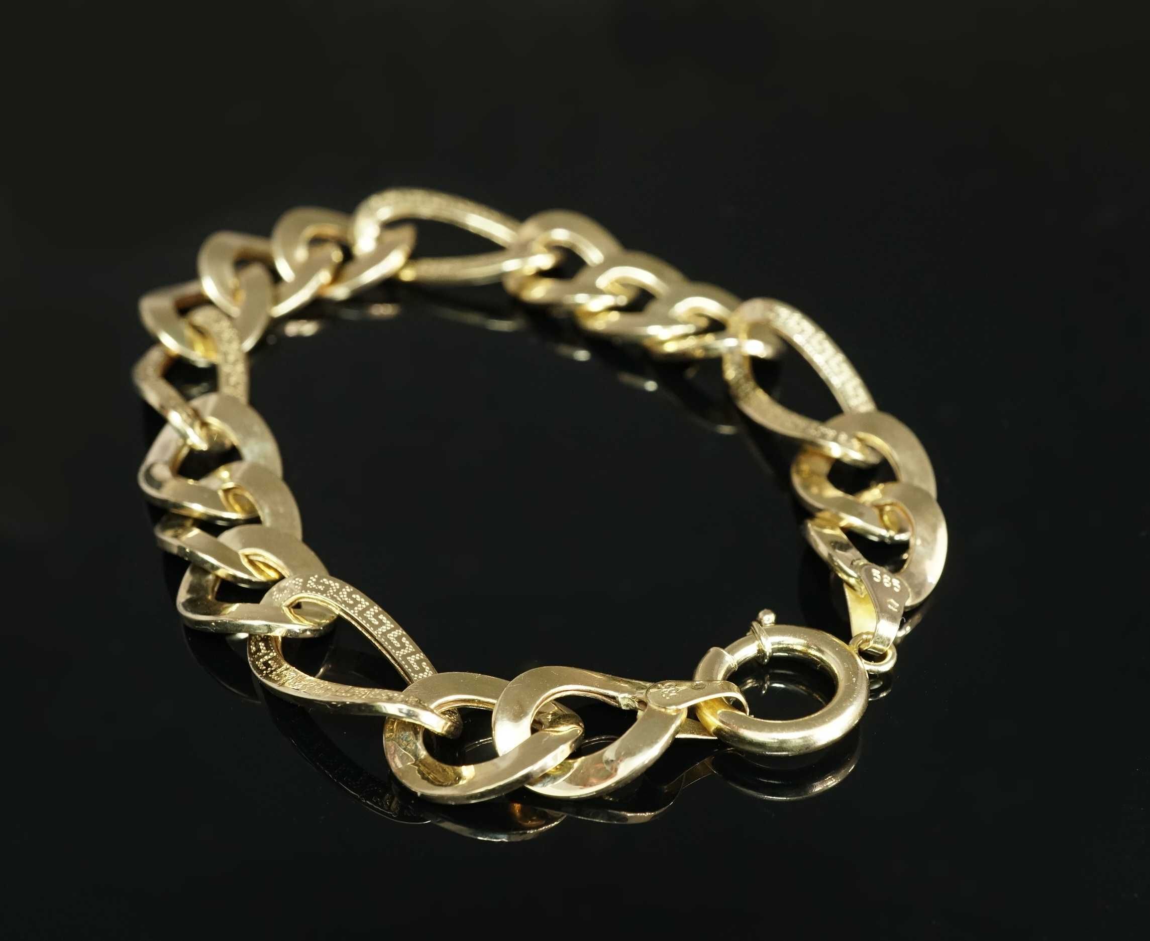 Złoto 585-złota bransoletka z Greckim Wzorem