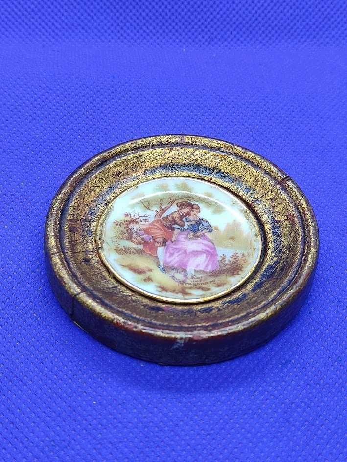 Par de antigas porcelanas Limoges estilo rococó emolduradas