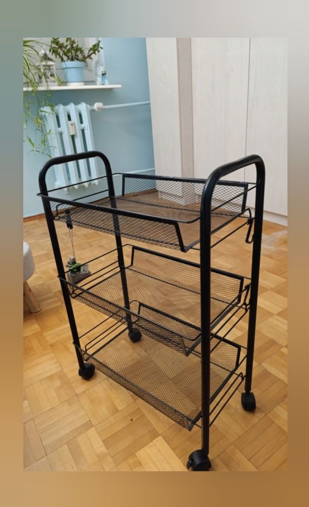 Regał metalowy kuchenny mobilny czarny Loft NOWY