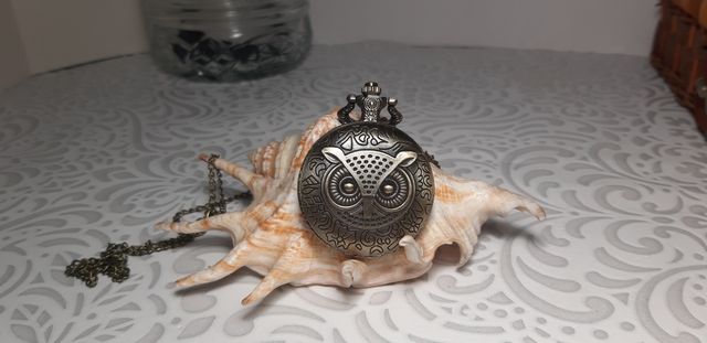 Zegarek wisiorek vintage sowa biżuteria prezent