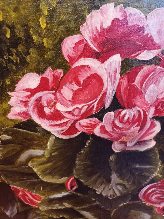 Obraz na płótnie sygnowany kwiaty