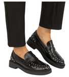 Mokasyny damskie eleganckie czarne z ćwiekami Wilma 38 wsuwane loafers
