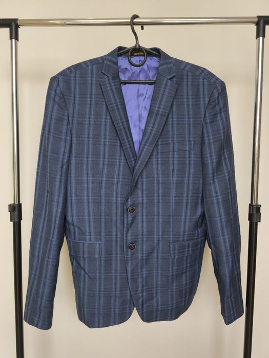 Піджак чоловічий Doni Ricce. Елегантний синій піджак в клітинку.