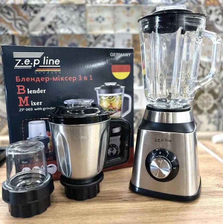 Мощный блендер мясорубка Zepline+кофемолка+стакан для смузи,блендер3в1