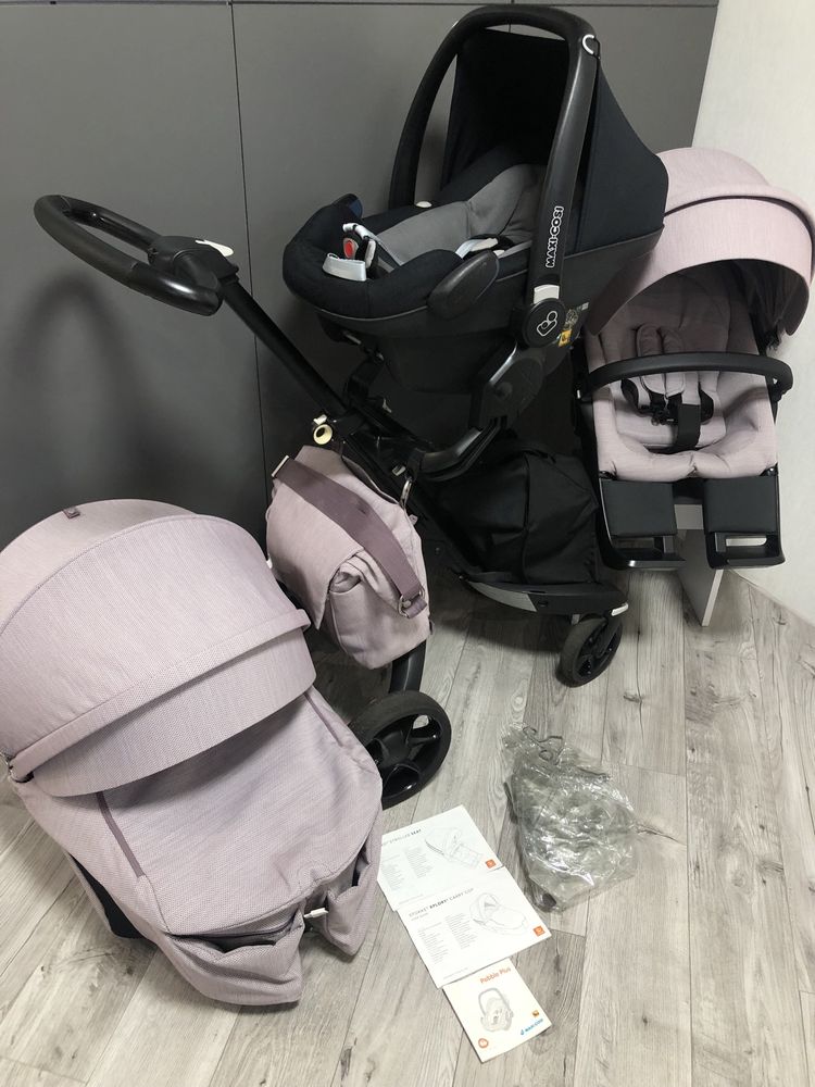 Stokke xplory v6 з сумкою та автокріслом в коробках з документами