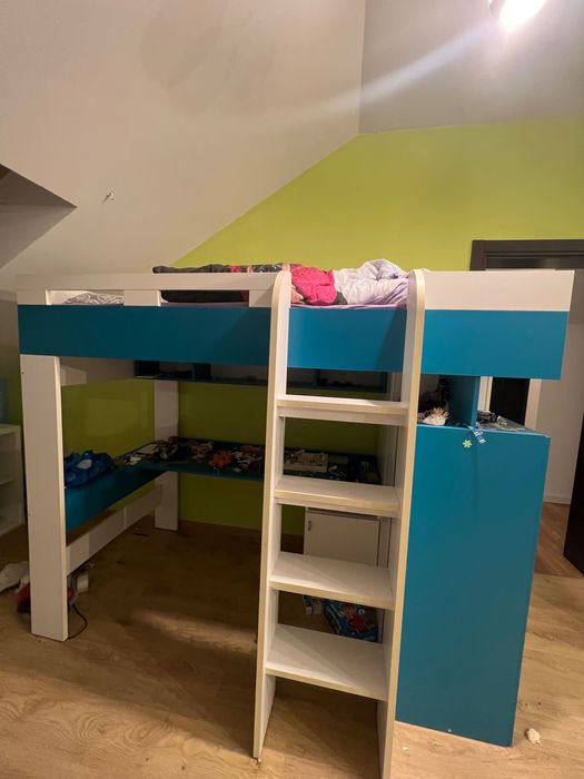 Łóżko piętrowe mobi z biurkiem i drabinką