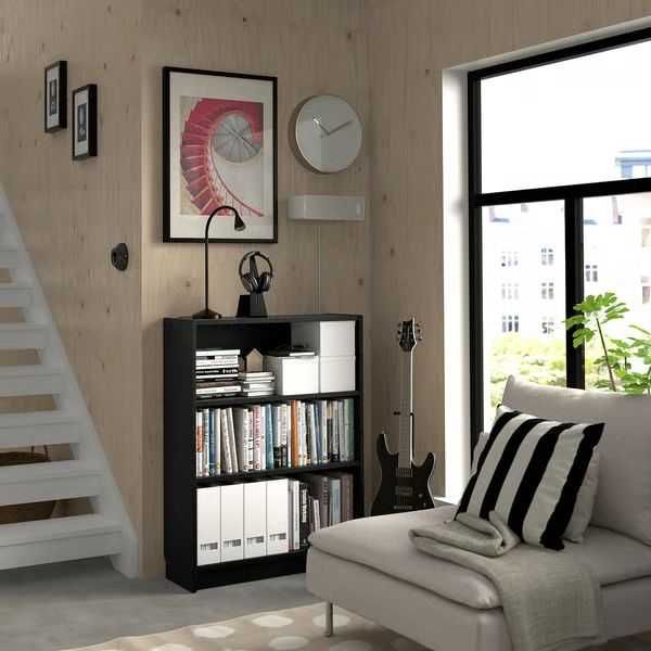 Wyprzedaż Regał IKEA BILLY czarny imit. dębu, 80x28x106 cm 004.773.37