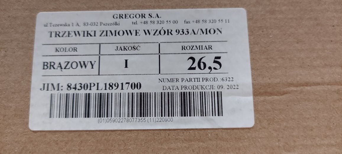 Buty zimowe wz 933A/MON NOWE