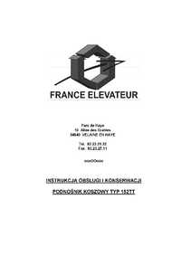Instrukcja Obsługi i konserwacji FRANCE ELEVATEUR