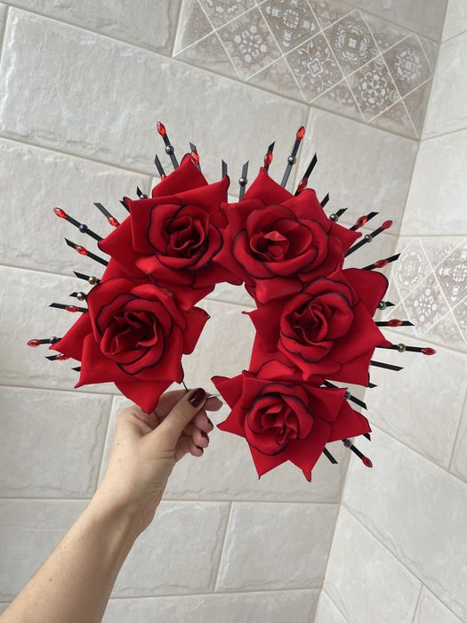 Вінок обруч корона муерте хеловін helloween квітами чорними відьма