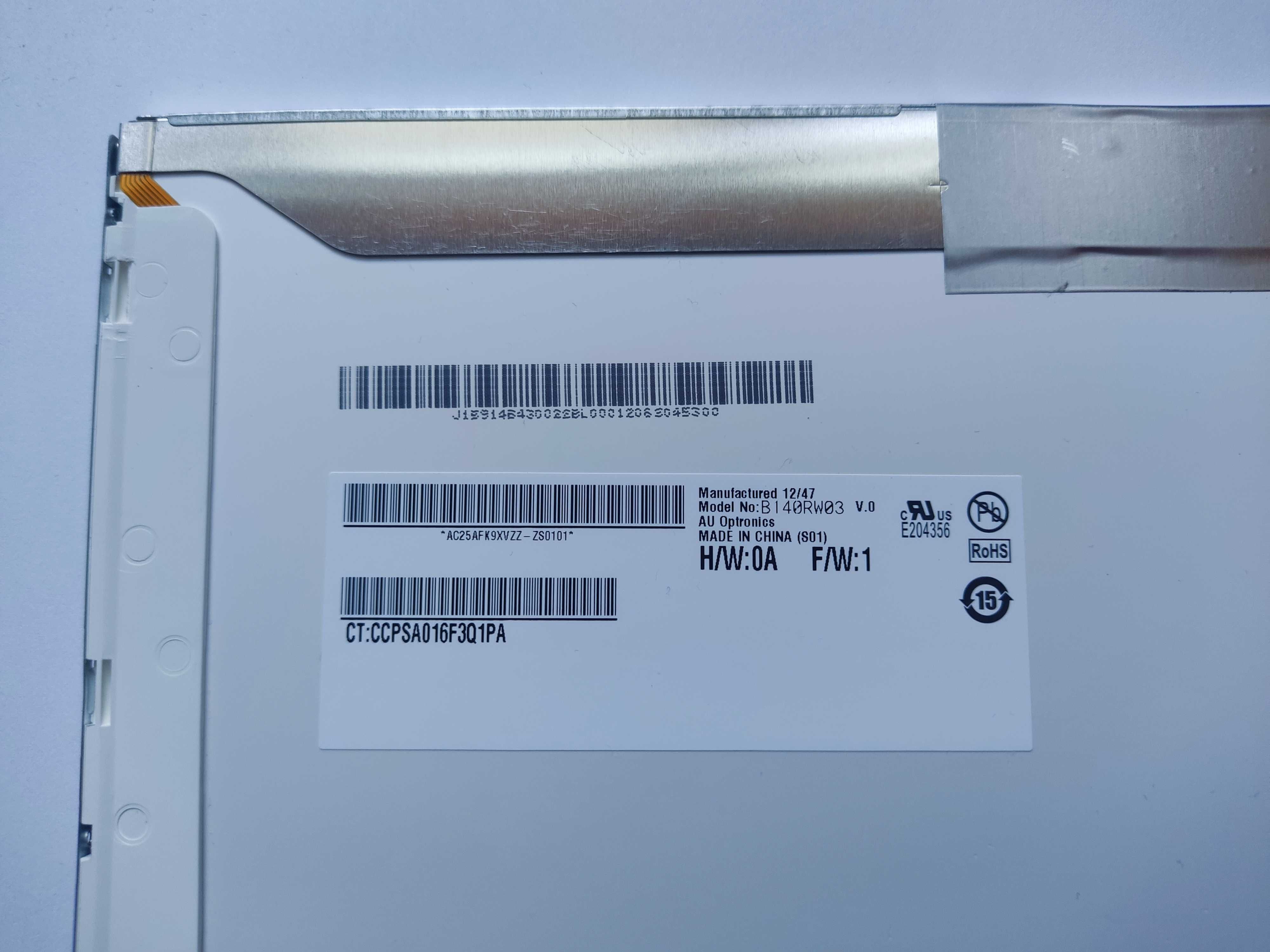 Matryca AUO B140RW03 V.0 14" 40pin 1600x900 MATOWA