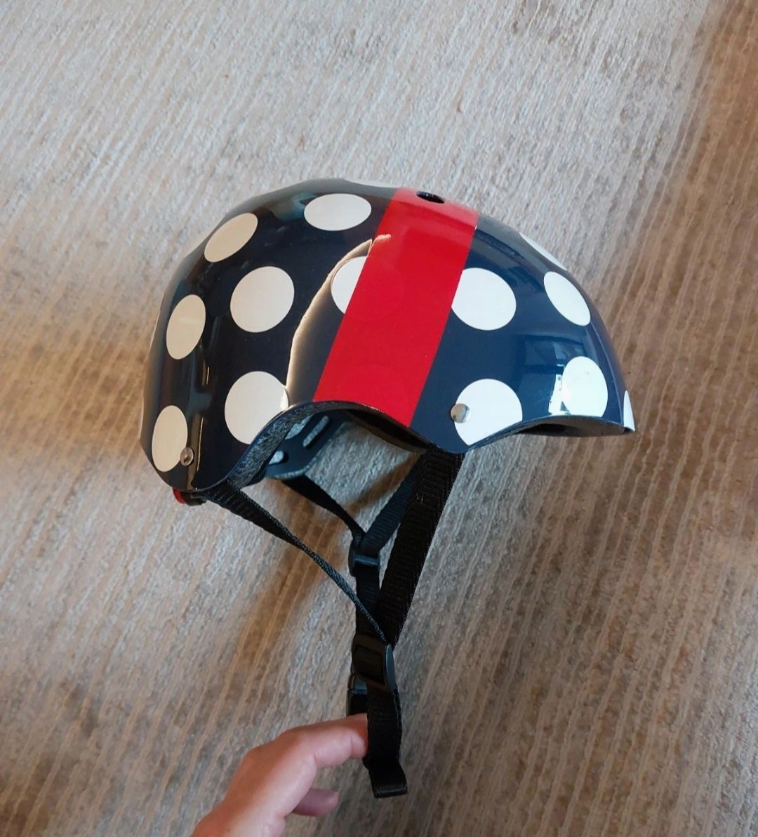 Mini HORNIT kask dziecięcy PolkaDot M 53-58cm dziewczęcy z kokardą