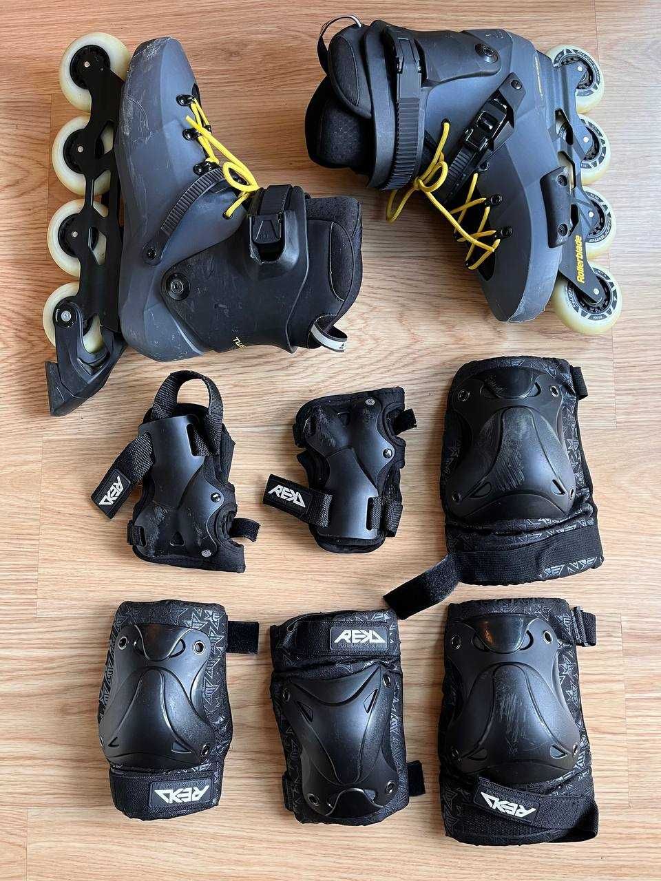 Patins em linha Rollerblade Twister Edge com o kit de proteção