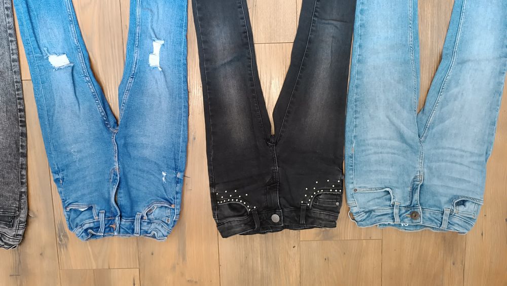 Paka zestaw 128 spodnie 3-PARY jeansowe dla dziewczynki skinny C&A rur