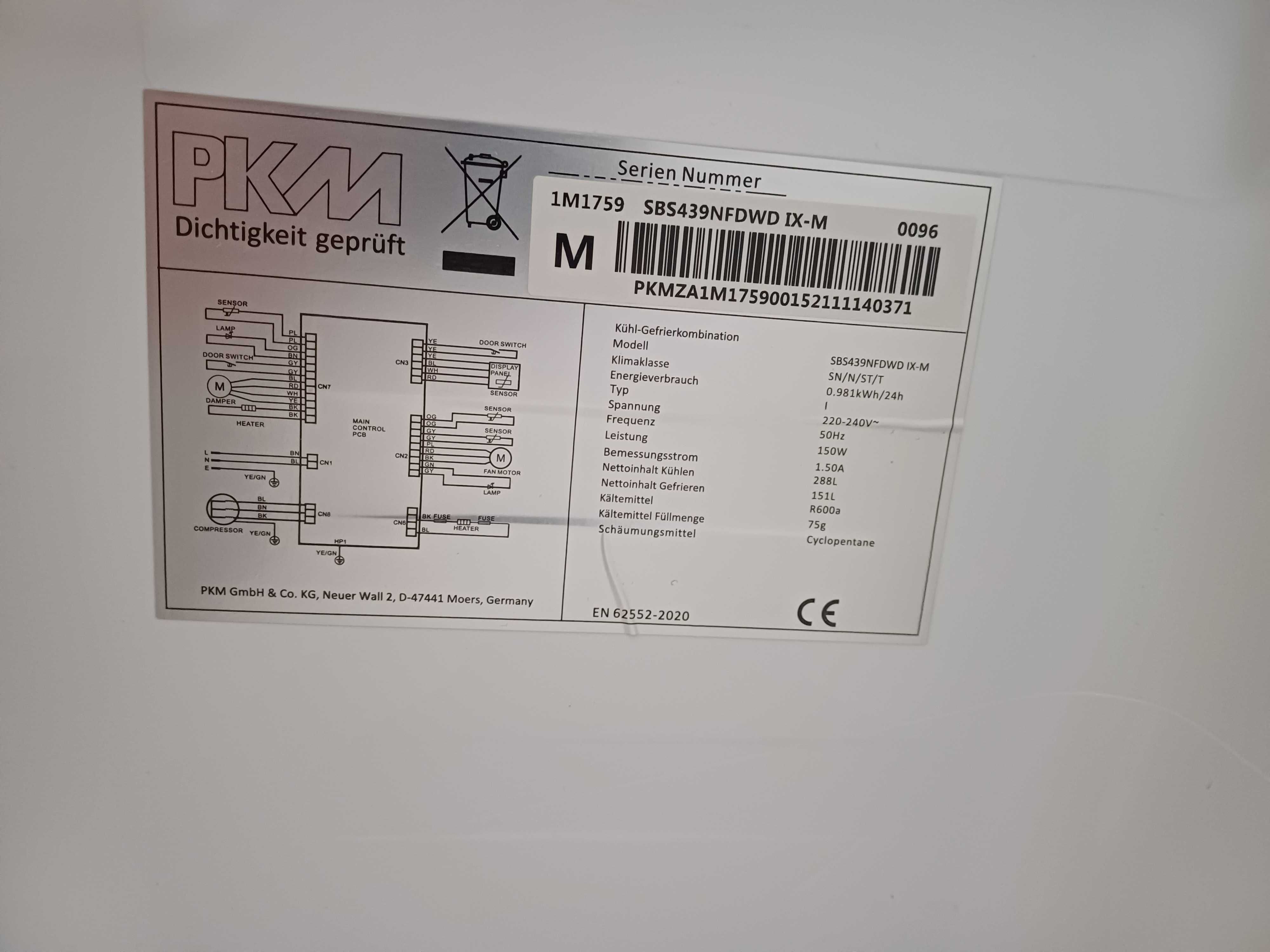 Холодильник PKM SBS439NFDWD ( 177 см) з Європи