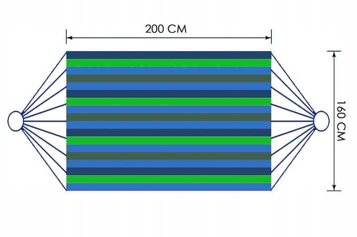Duży hamak ogrodowy wiszący 300x160 mocny 240kg zielononiebieski