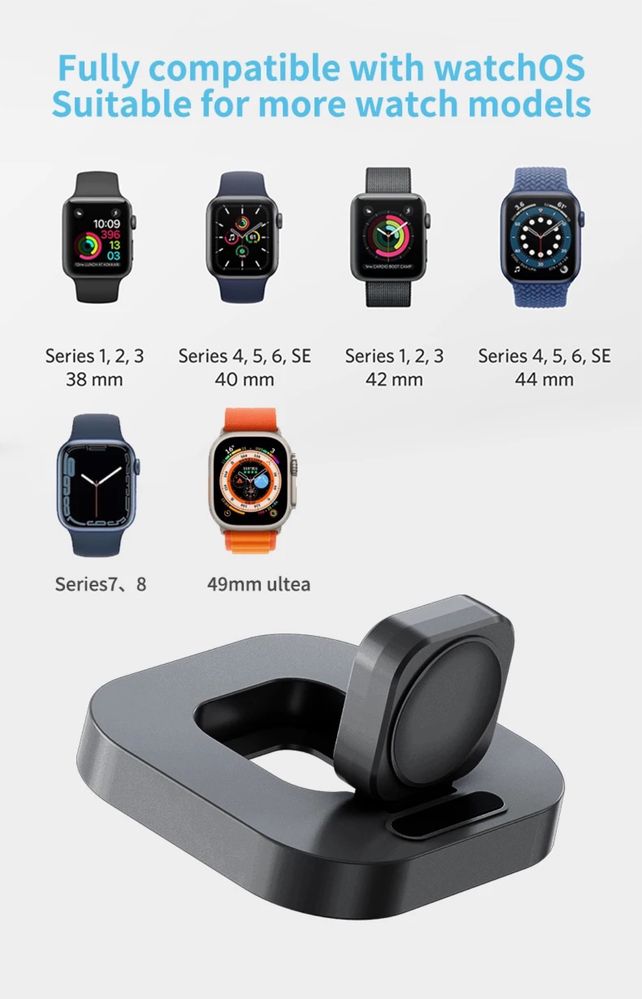 Ładowarka bezprzewodowa do Apple Watch 3/4/5/6/7/8/9/SE/ULTRA Biała