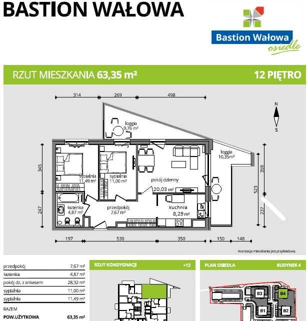 Wynajmę pokój w śródmieściu 20m2 z dużymi balkonami. 12 Piętro Wałowa