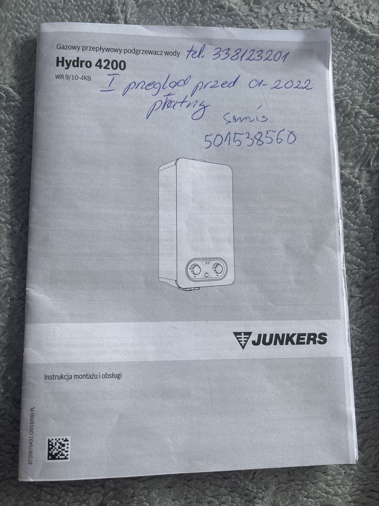 Piec gazowy junkers Hydro 4200 przeplywowy