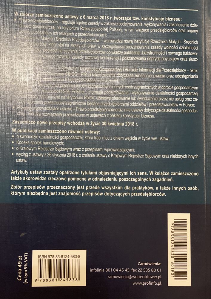 Konstytucja biznesu stan prawny 2018 książka