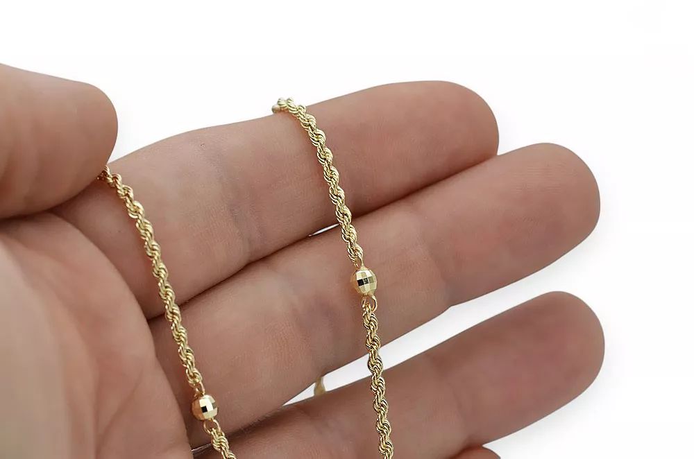 Złoty łańcuszek celebrytka 14k 585 żółte złoto Serca 50cm ccc011y W