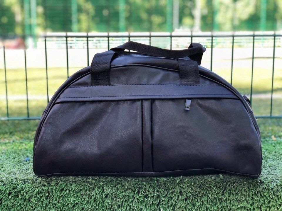 Стильная фитнес сумка черная для тренировок, для путешествий кожа PU
