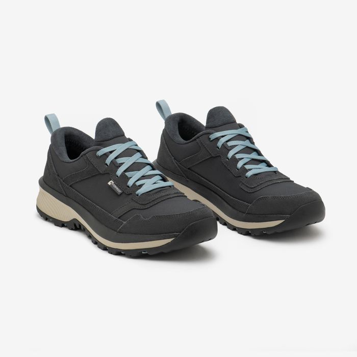 Calçado de caminhada couro mulher NH500 Cano baixo, cinzento