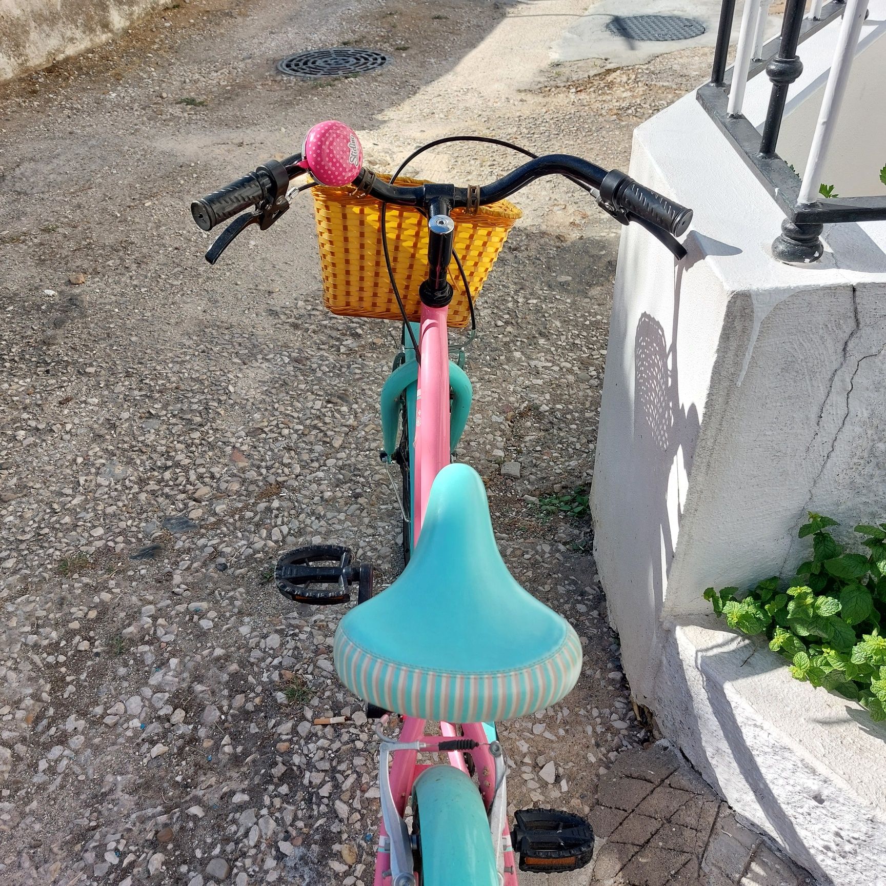 Bicicleta criança com cesto e campainha