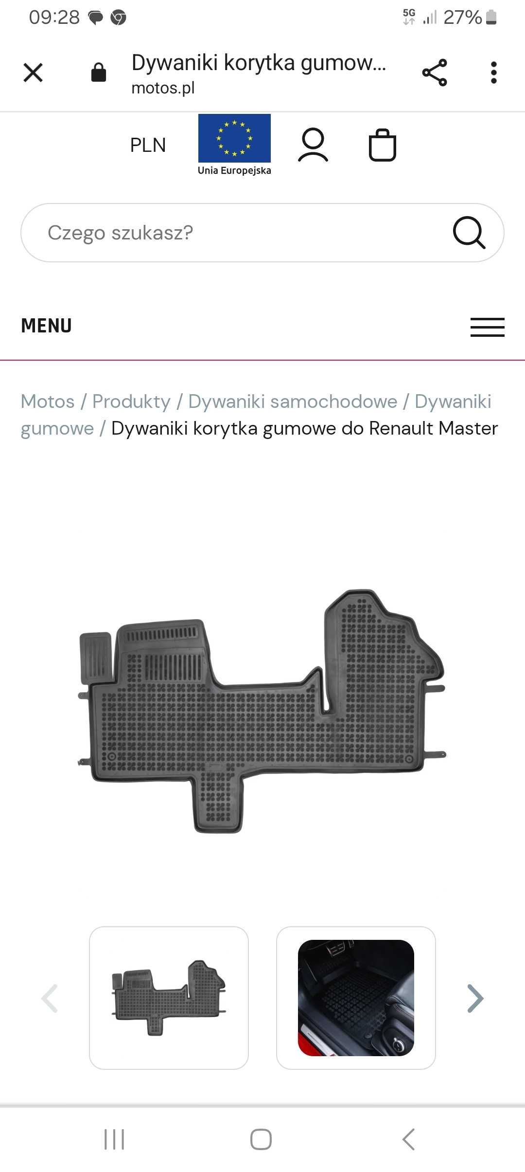 Wykładzina Gumowa  Korytko Renault Master Movano