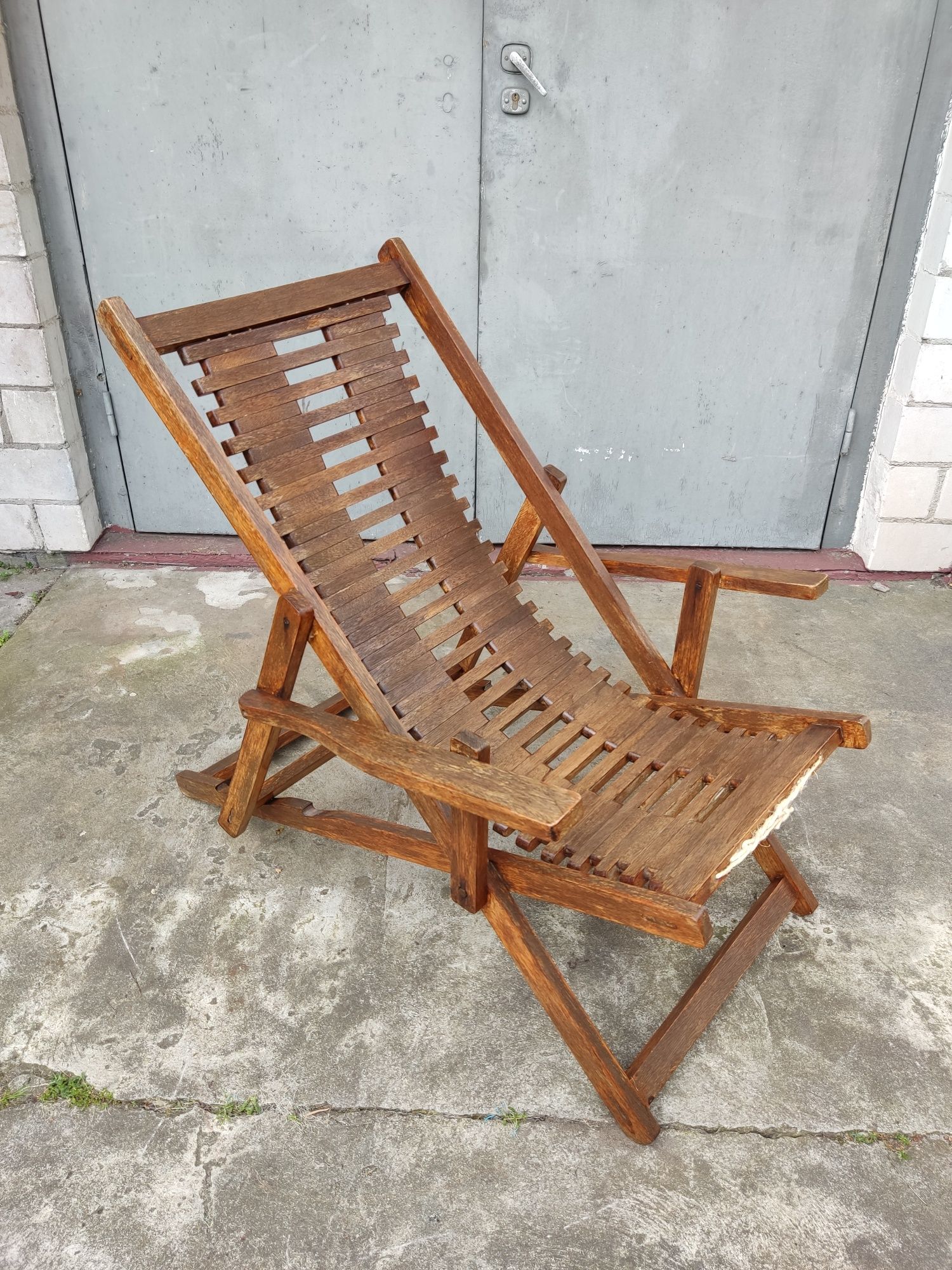 Leżak drewniany fotel ogrodowy vintage