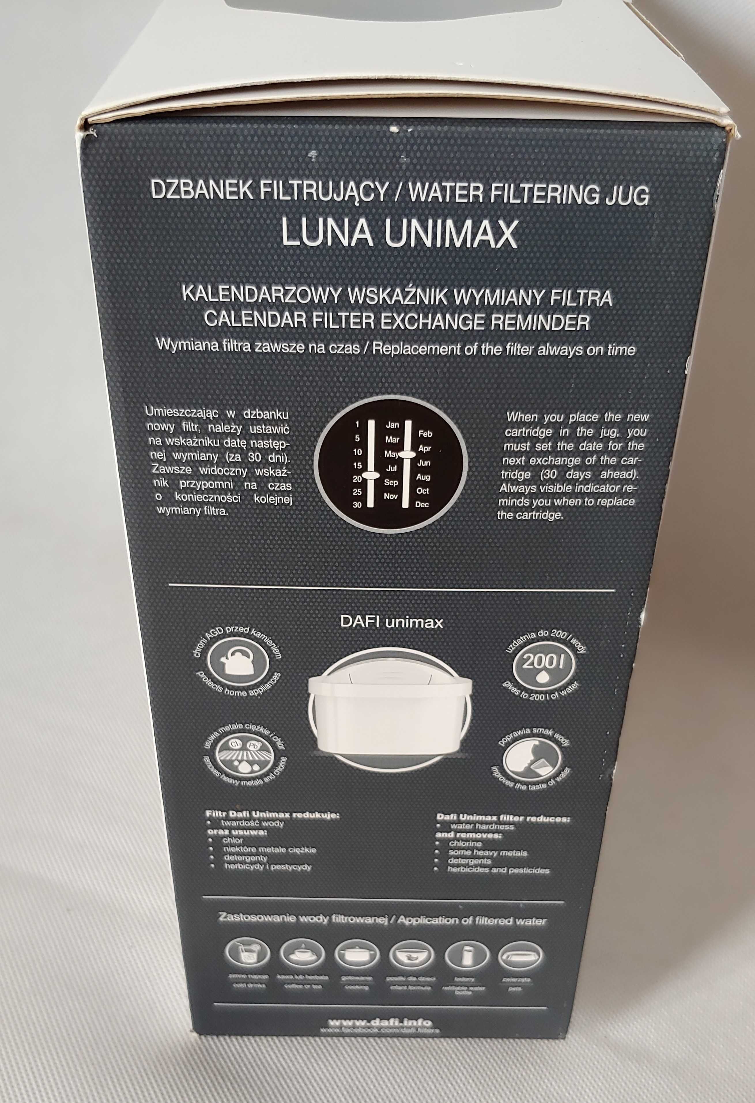 Dzbanek filtrujący Dafi LUNA 3,3 l + 2 wkłady Unimax szary