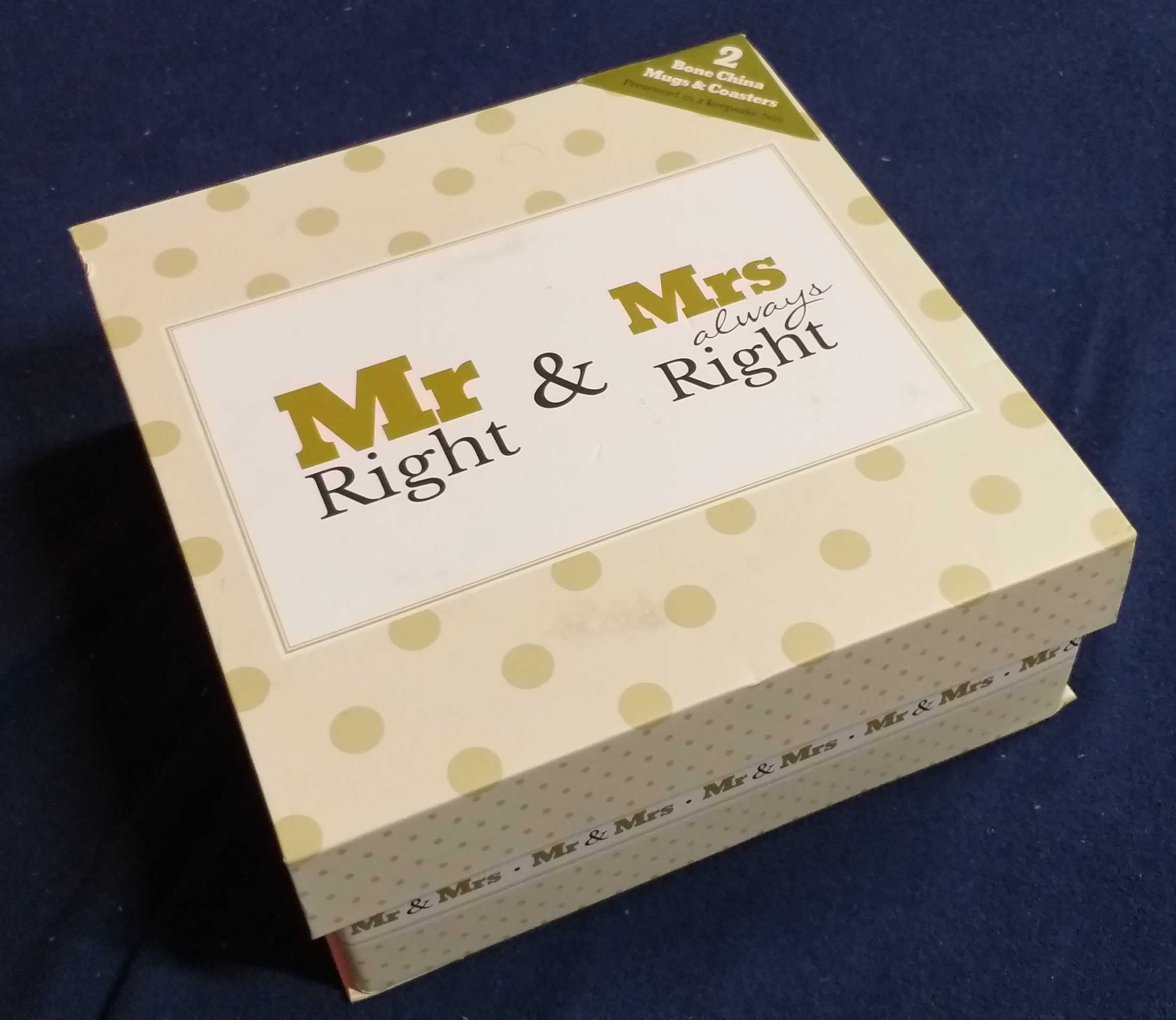 Подарочный набор чашек с подставками Mrs и Mr Right