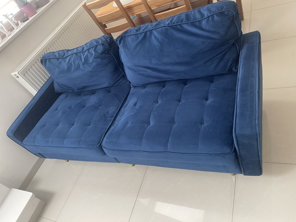 Sofa, granatowy welur