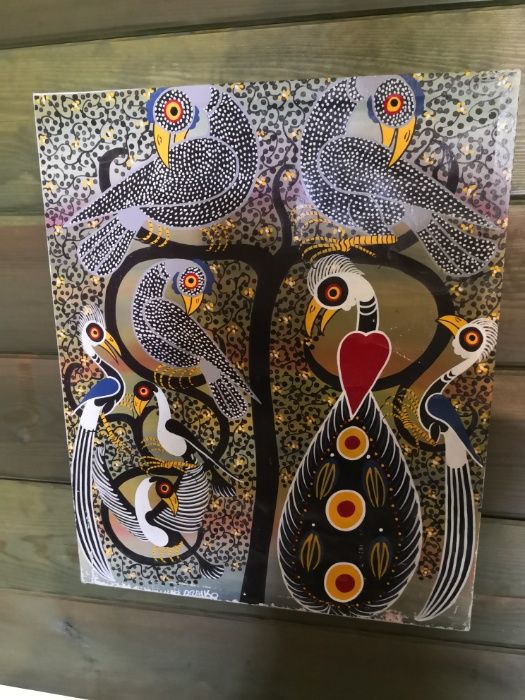 Obraz olejny African Art , Maiko "Drzewo miłości" antyk