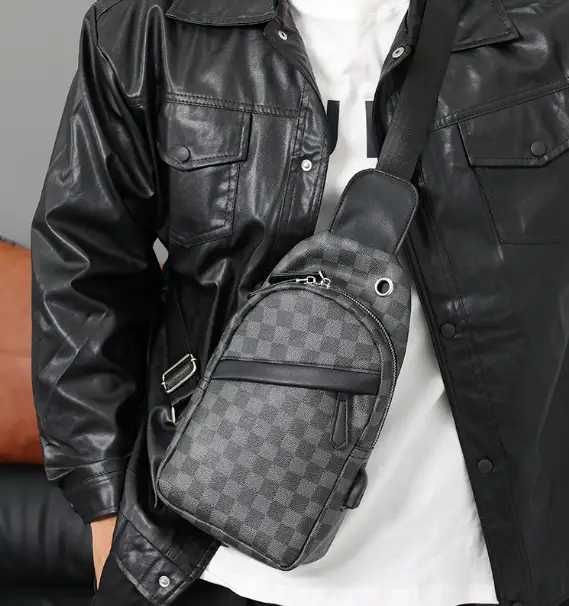 Чоловіча мужская кожаная черная коричневая сумка бананка барсетка