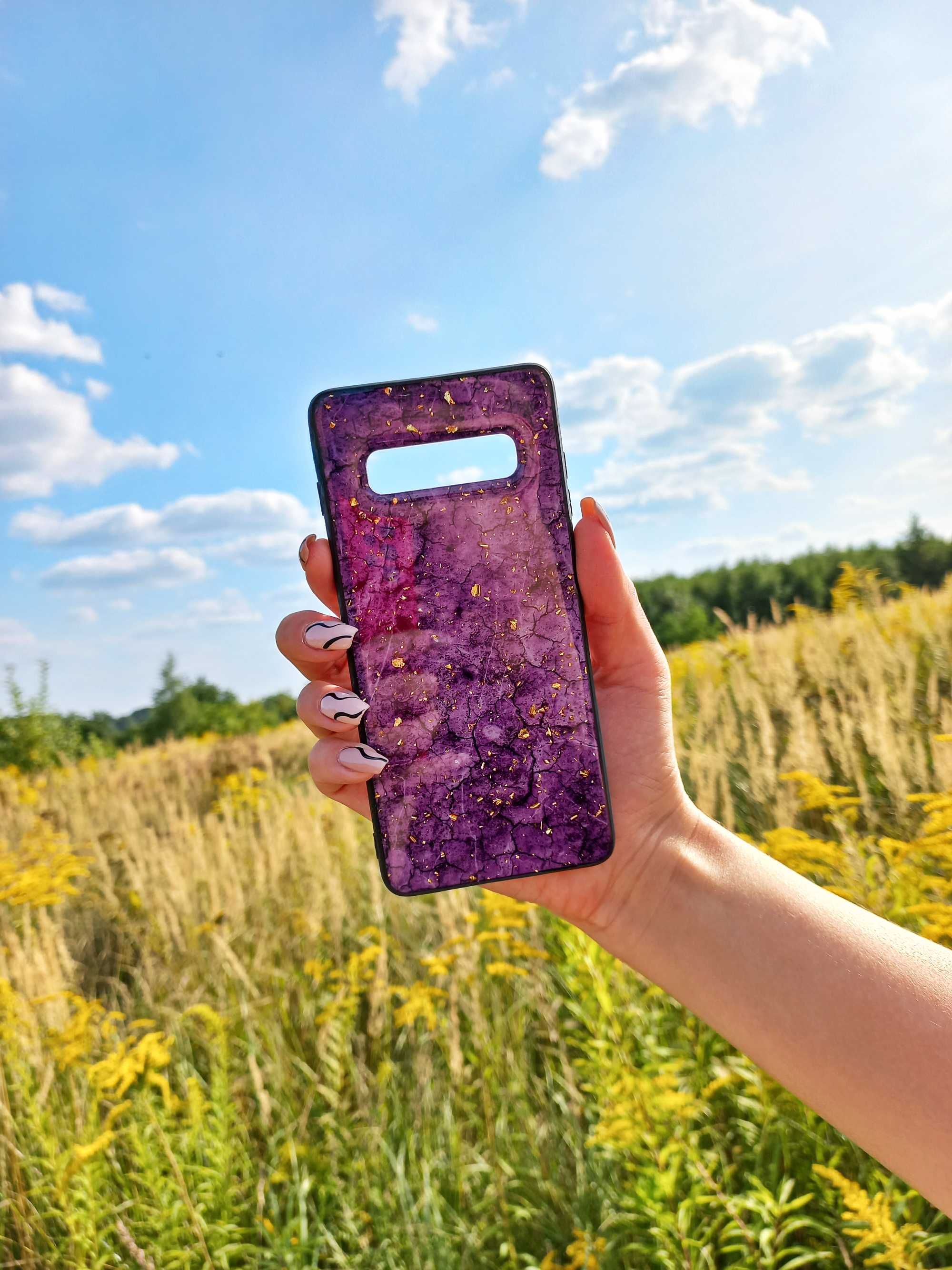Etui Samsung S10 Plus drobinki złota podstawka - PREZENT