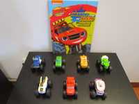 Conjunto de Livro + 7 Carrinhos do Blaze e as Monster Machines