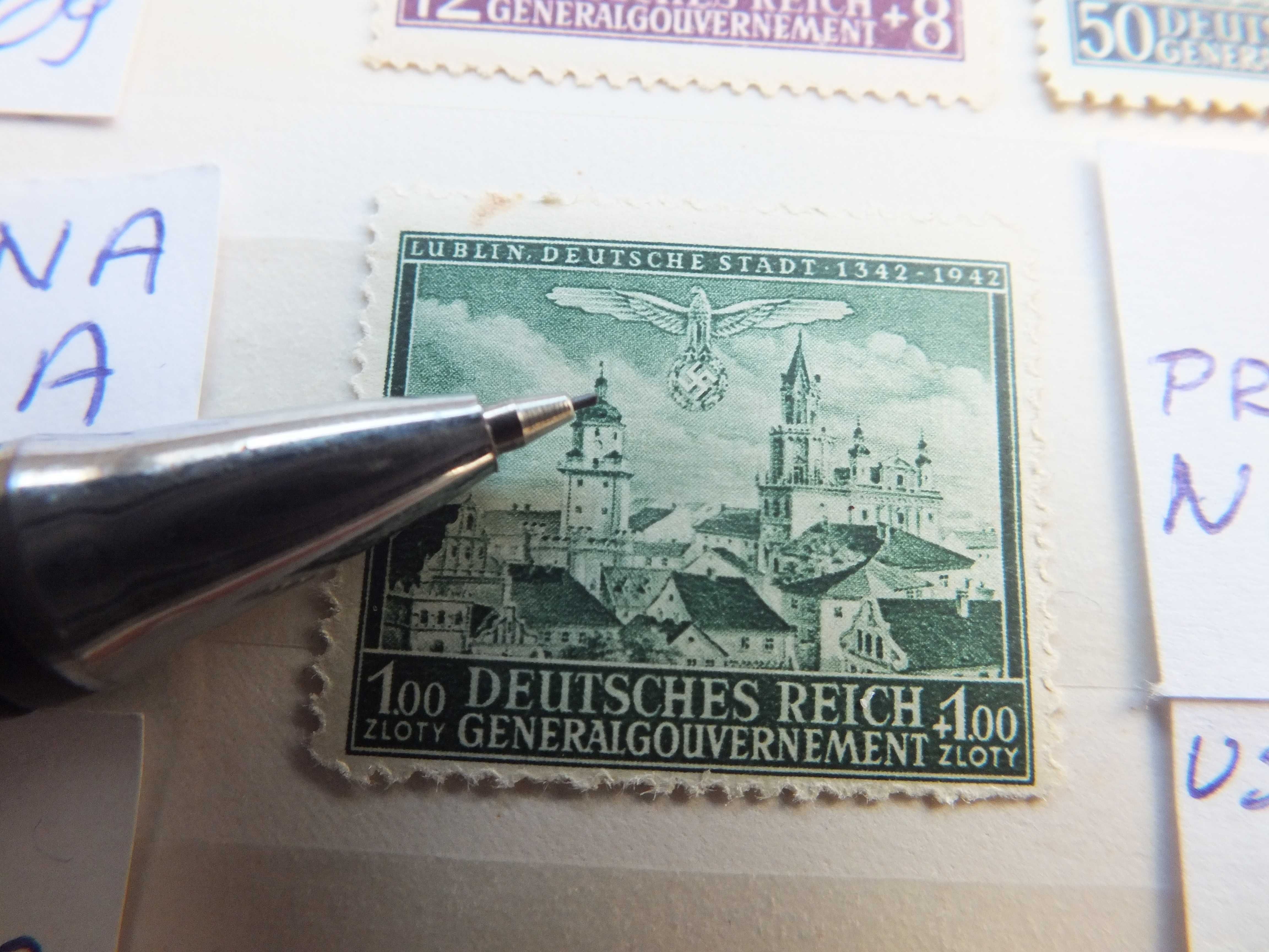 4szt. znaczki seria Fi92 GG Niemcy 1942r. LUBLIN Swastyka,Gapa Rzesza